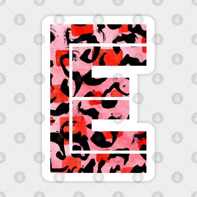 Abstract Letter E Watercolour Leopard Print Alphabet Red Sticker by Squeeb Creative